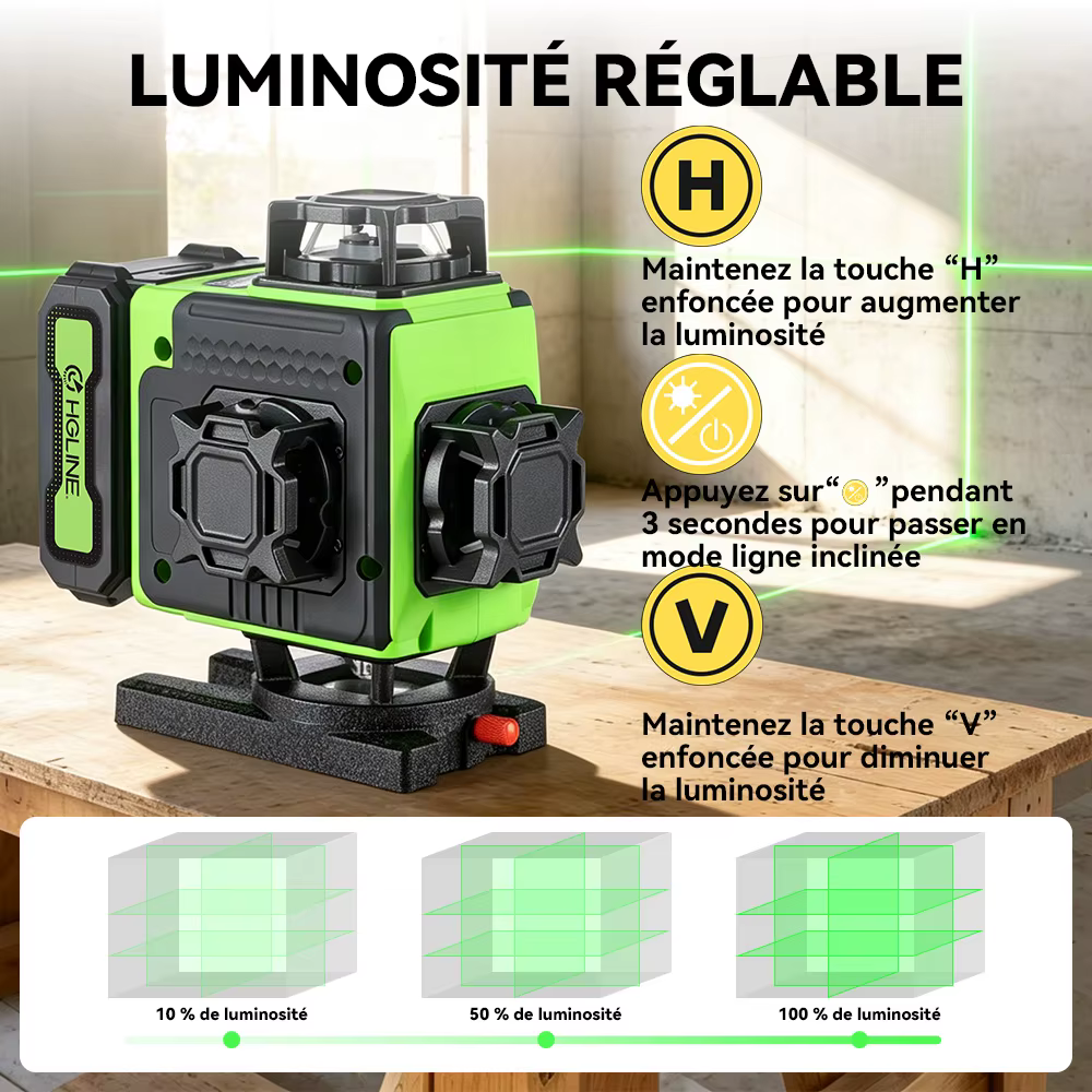 HGLINE 16 lignes niveau Laser APP télécommande niveaux horizontaux verticaux affichage de puissance de la Machine nivell