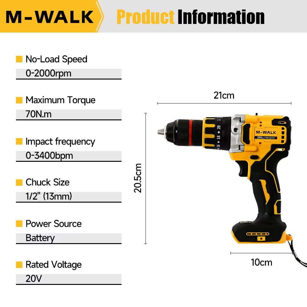 M-WALK DCD791 Perceuse Électrique Sans Brosse Sans Fil Tournevis