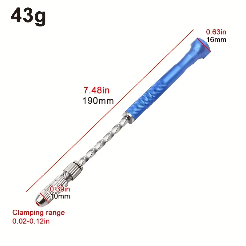 Perceuse hélicoïdale manuelle semi-automatique étendue bleue de 0.5 à 3mm