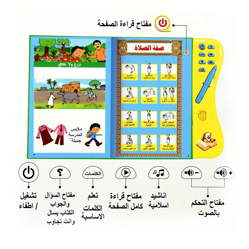 Machine d'apprentissage de l'e-book de langue arabe, livre de jouets pour enfants, lettre du Sainte Coran, jouets de lecture multifonctions