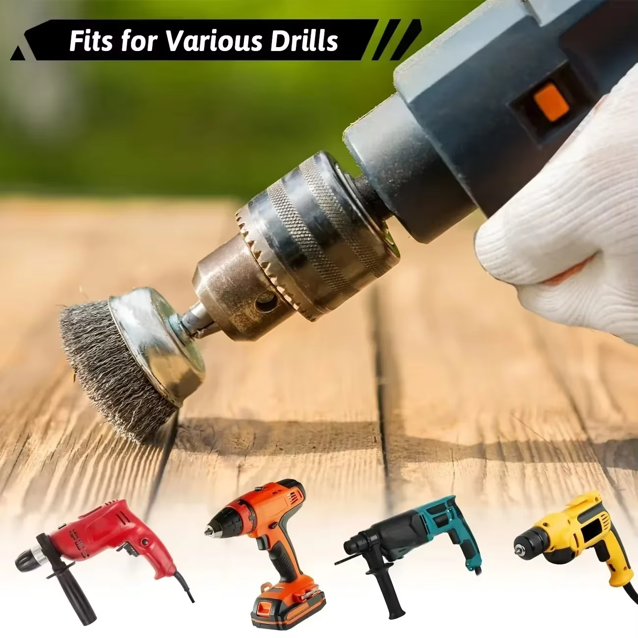Brosse métallique pour perceuse