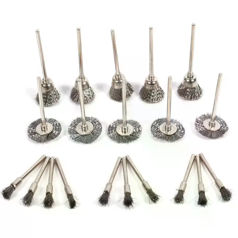 Lot de 9 mini-brosses métalliques pour perceuse