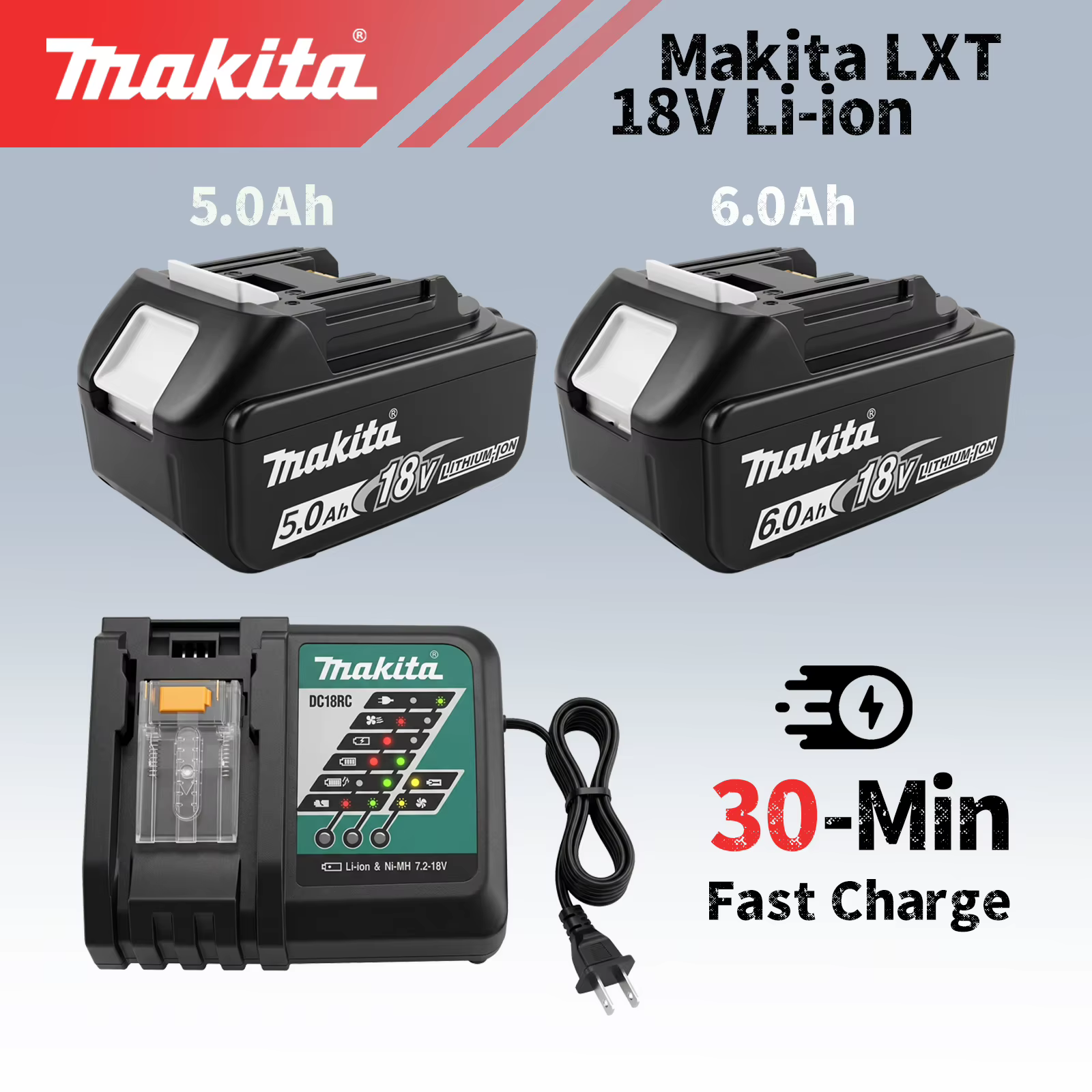 Batterie Makita 18V 5.0Ah Li-Ion LXT pour outils électriques Makita