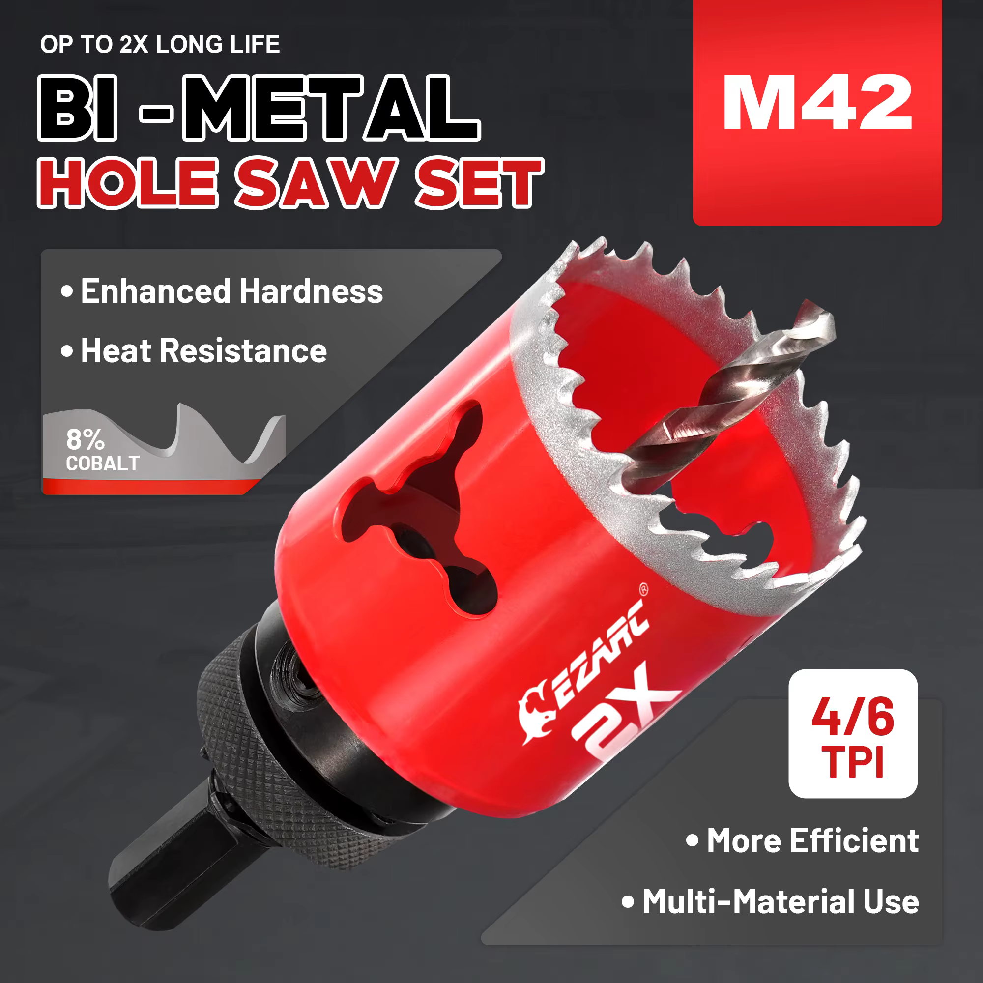 Kit de scies cloches bi-métal EZARC avec 8 % de cobalt pour le bois