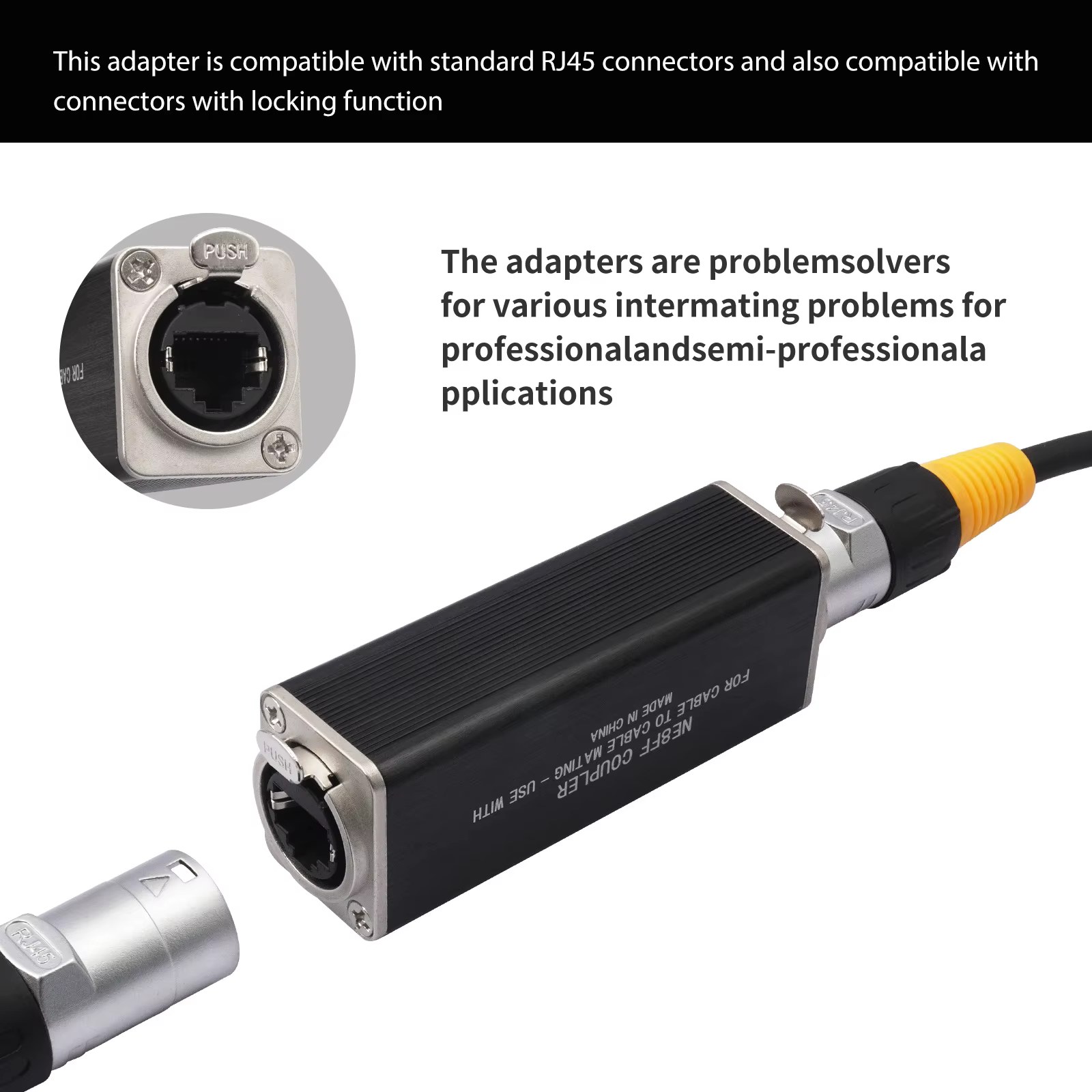 Connecteur RJ45 femelle-femelle droit avec système de verrouillage à ressort reconnu, coupleurs réseau droits pour extensions de câbles