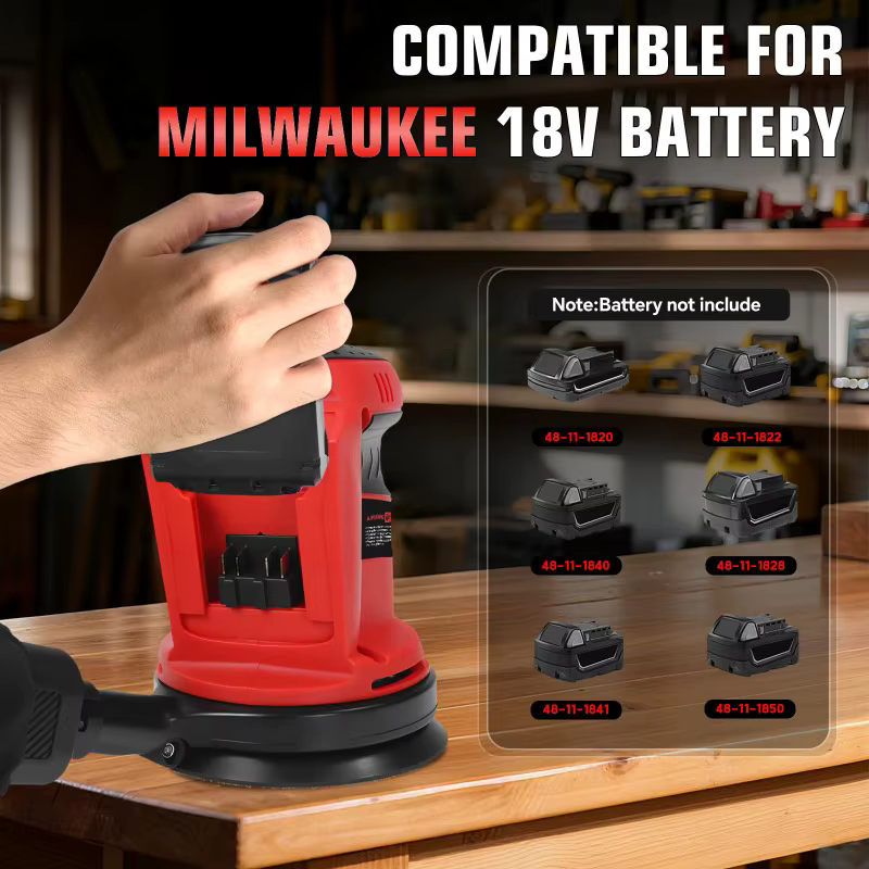 Ponceuse orbitale aléatoire sans fil portable compatible avec les batteries Makita/Milwaukee 18V