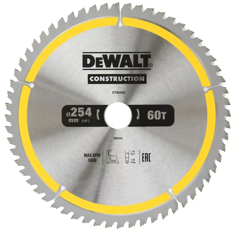 DEobcuT DT90250-QZ DT90272-QZ 254MM * 60T/80T Construction Circulaire Scie Lame Outil Électrique Accessoires
