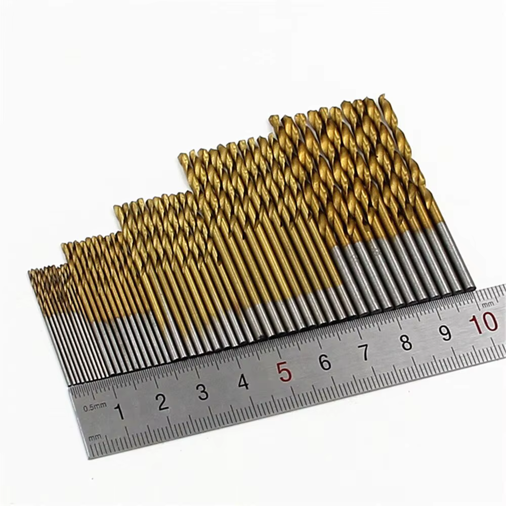 50pc Titane Plaqué Twist Drill Set 1-3mm Petit Foret Perceuse Électrique
