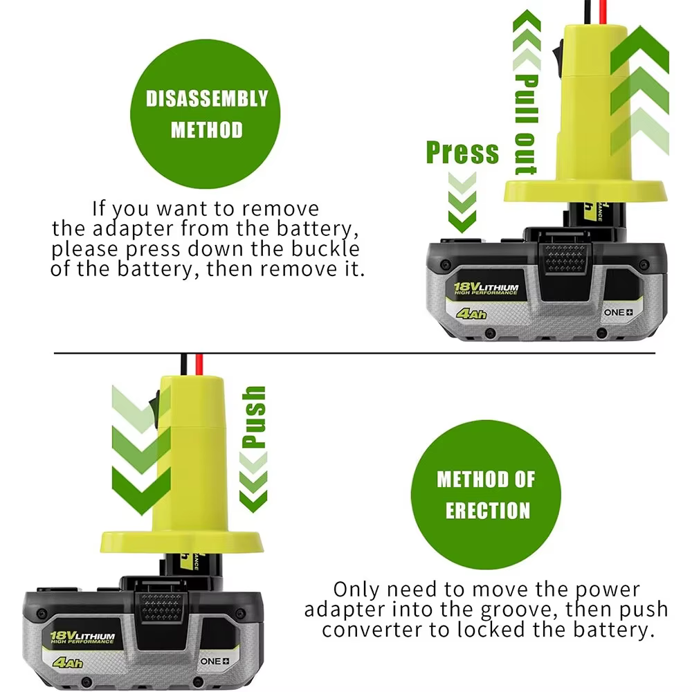 Adaptateur de batterie pour batterie Ryobi ONE + 18V Nimh/Nicd/Li-ion