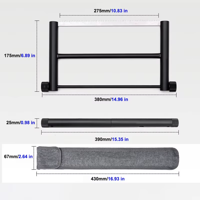 Scie à main pliante en alliage d'aluminium avec poignées amovibles