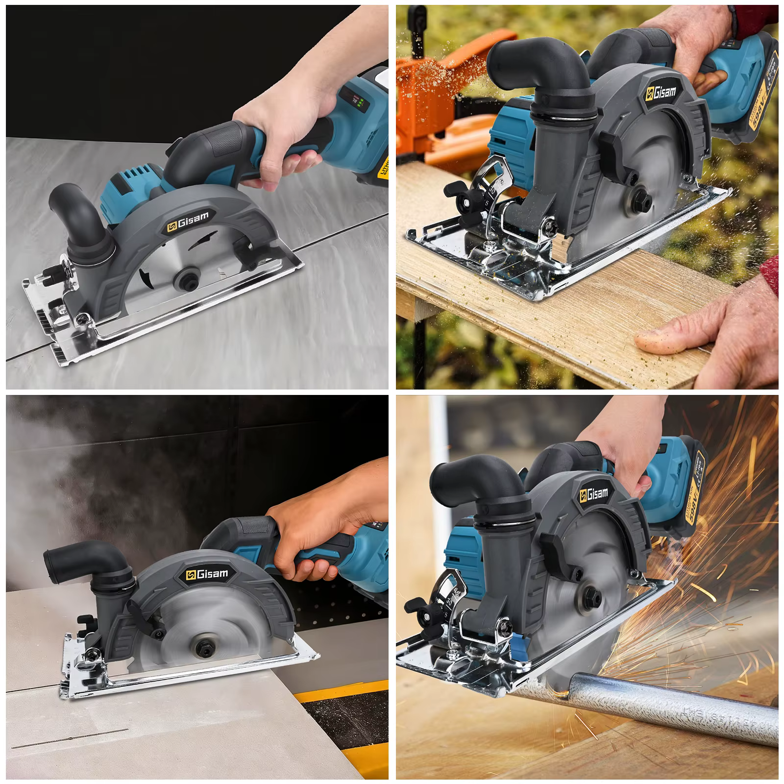 Scie circulaire électrique sans fil Gisam 165 mm 10000 tr/min