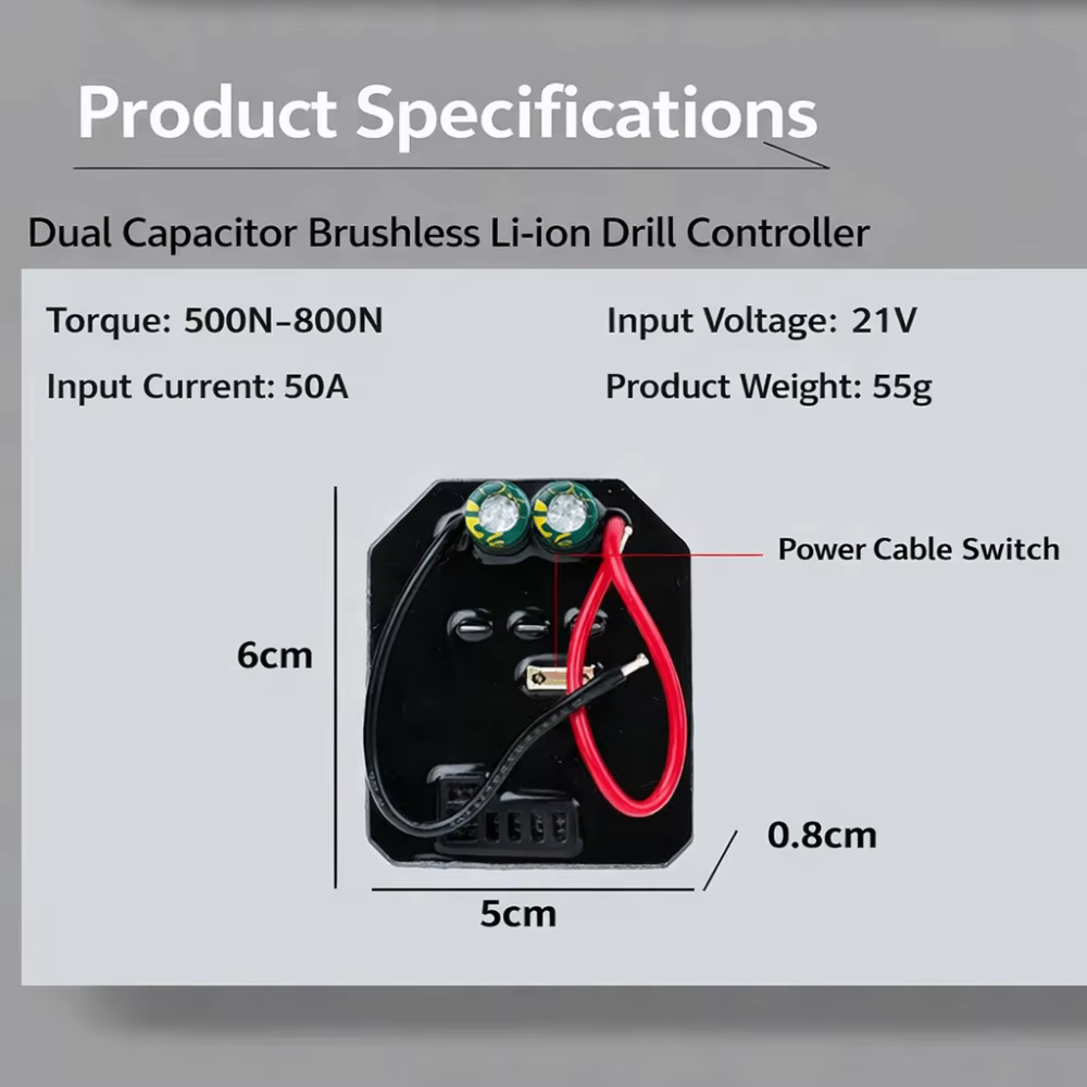 Contrôleur de perceuse sans balais au lithium 21V/50A
