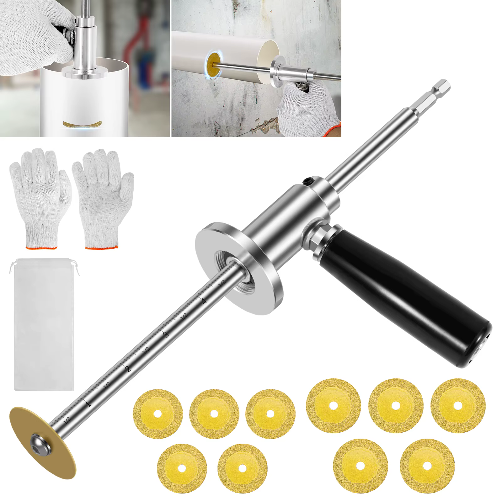 Outil de coupe de tuyaux en PVC en acier inoxydable avec 5/11 lames-poignée ergonomique à profondeur réglable