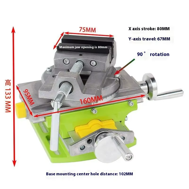 Table rotative 90 ° Étau de presse pour perceuse à glissière transversale de 3 pouces