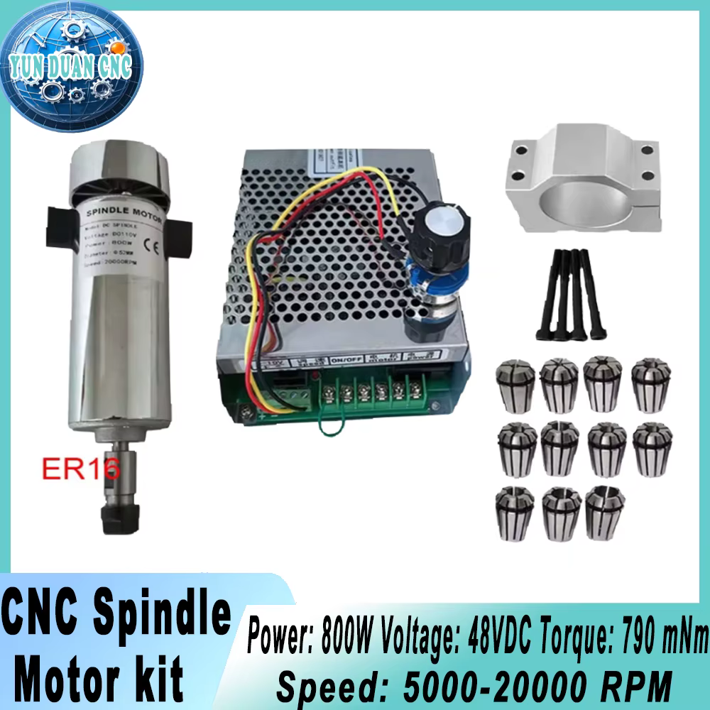 Kit de moteur de broche CNC 800W refroidi par Air DC110V 20000 tr/min ER16, alimentation de moteur de broche, régulateur de vitesse pour routeur CNC