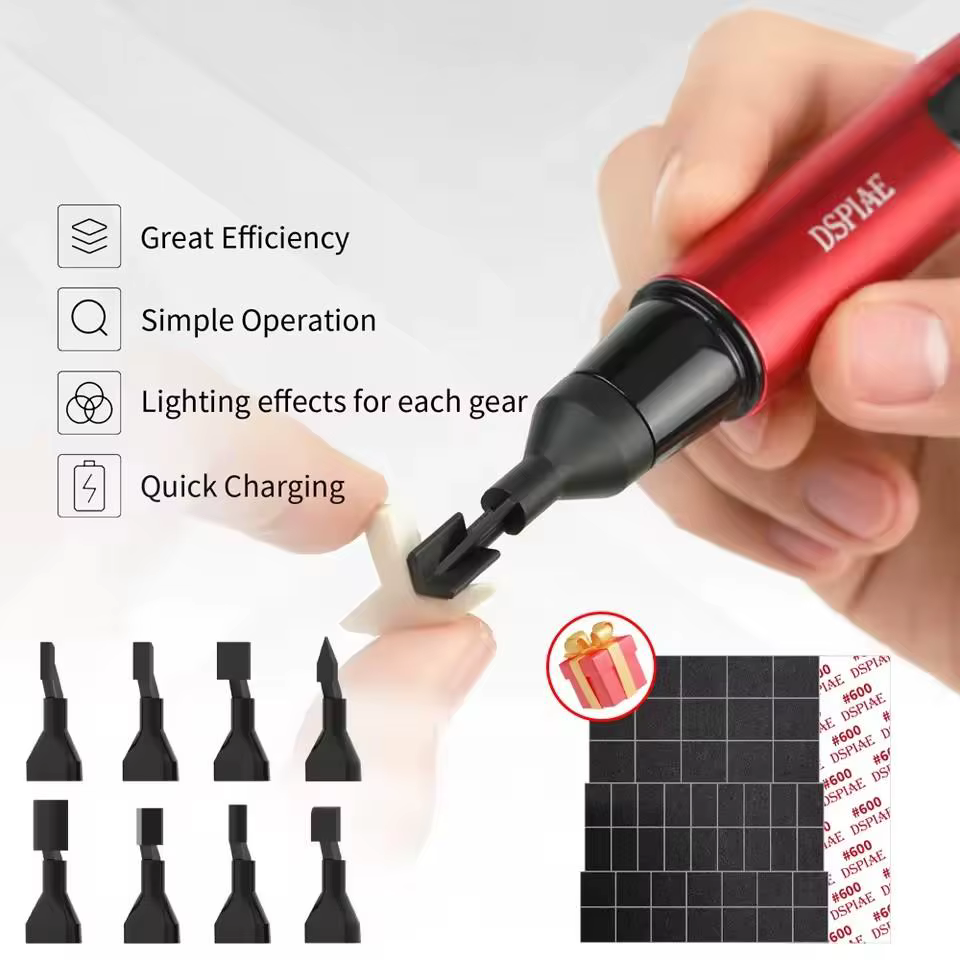 DSPIAE ES-A ponceuse alternative bricolage électrique USB Charge stylo de meulage modèle en plastique têtes de ponçage papier de verre outils d'artisanat militaire