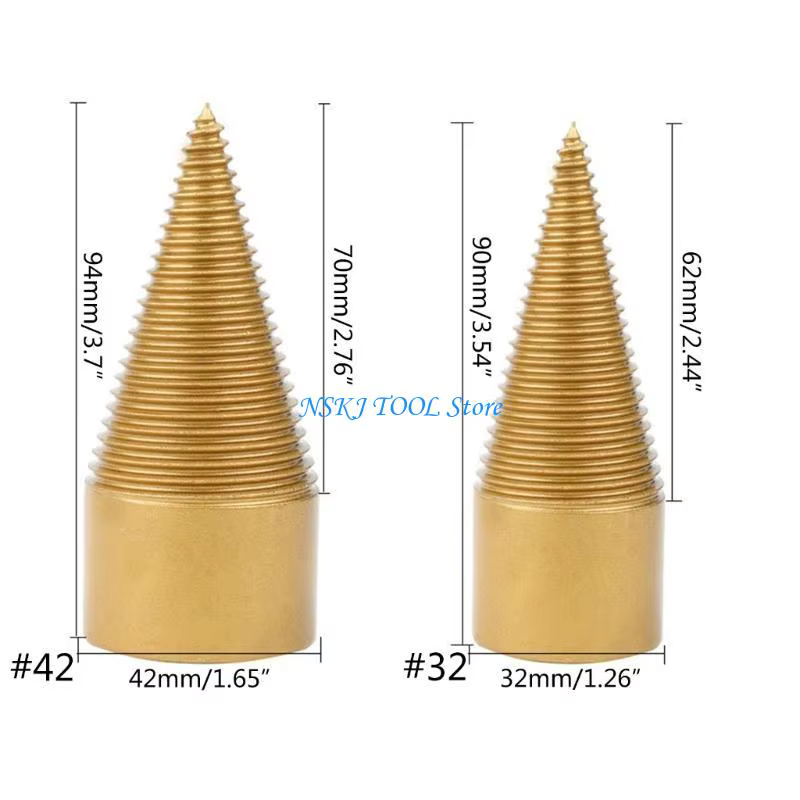 L8RC 5PCS Bit perceuse en rondins bois chauffage 32 mm 42 mm Formes électriques Conducteur cône à vis pour foret