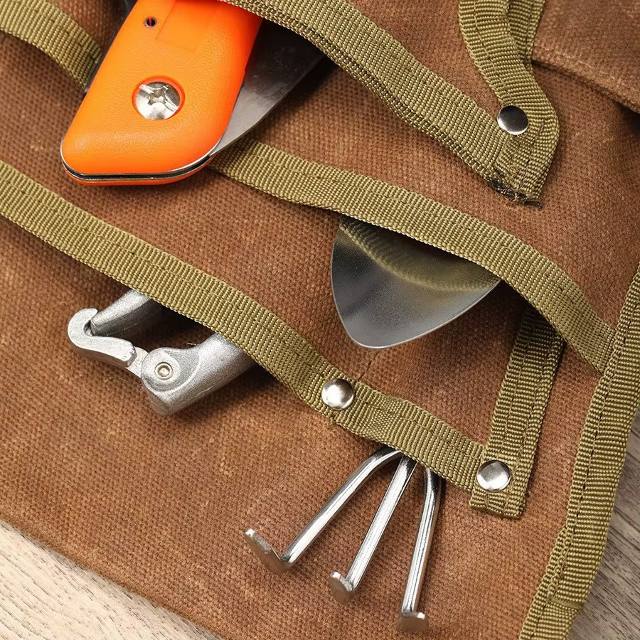 Sacoche de ceinture pour outils de jardin en toile, sac à outils avec plusieurs poches de rangement, imperméable, portable, pour hommes et femmes, sac à outils durable