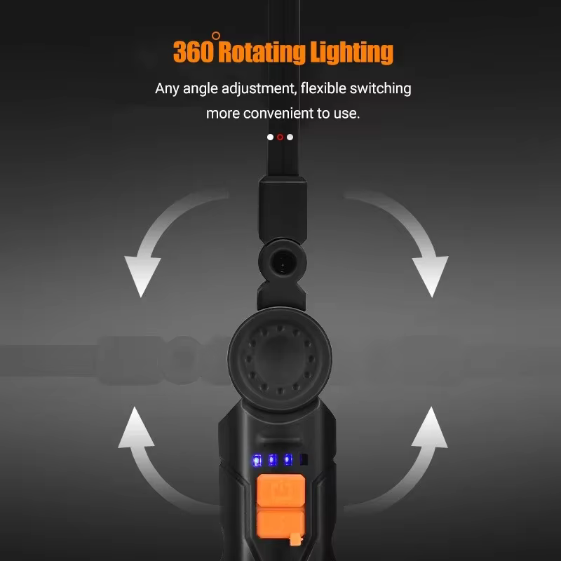 Lampe de travail rotative multifonctionnelle, lampes de poche rechargeables USB avec crochet magnétique, idéale pour l'inspection et l'urgence des réparations automobiles