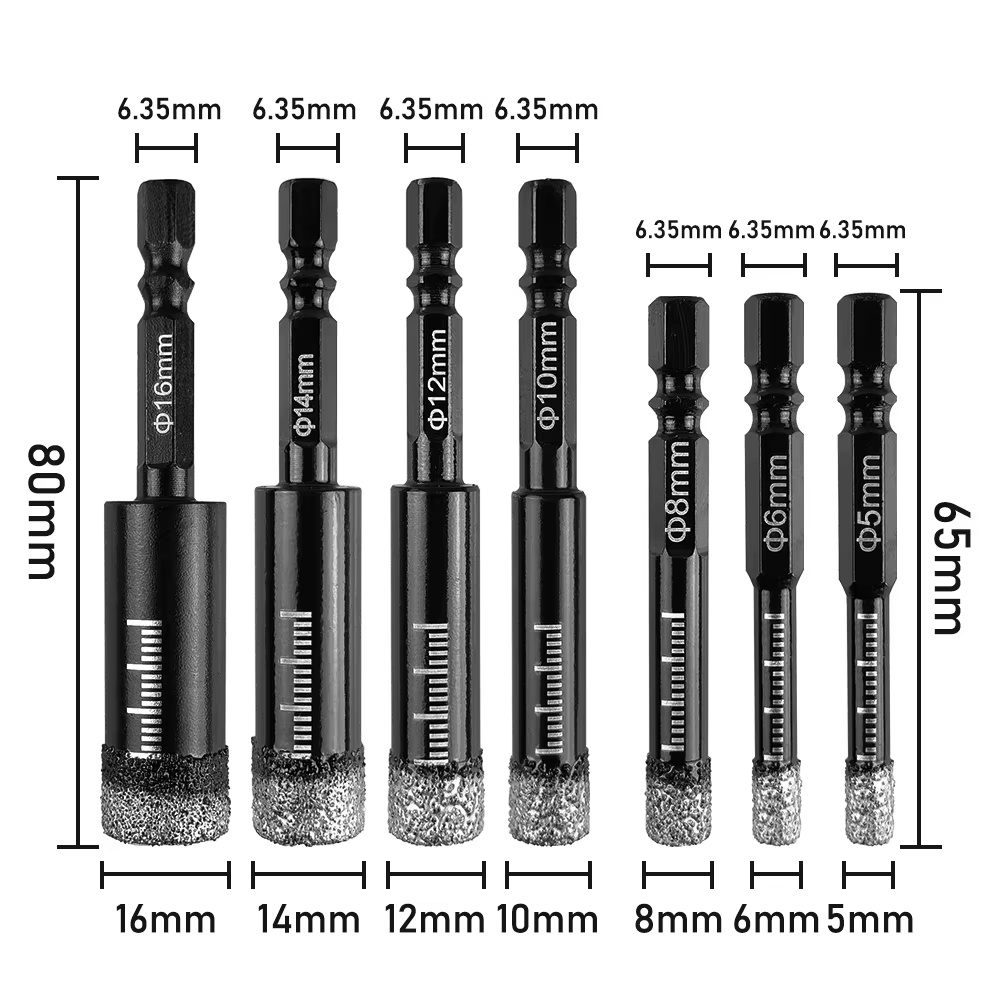 5-16mm tige hexagonale brasée carrelage en céramique sèche diamant foret trou scie marbre