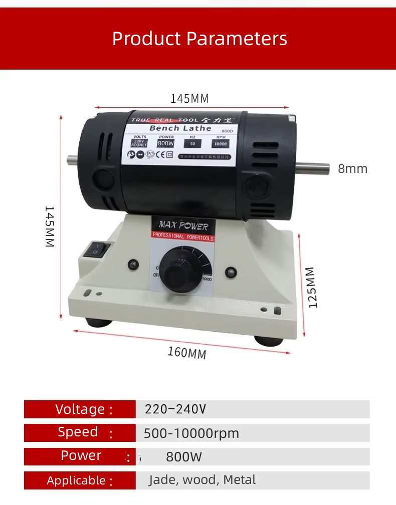 Meuleuse de banc électrique haute puissance 220V 800W pour le travail du bois