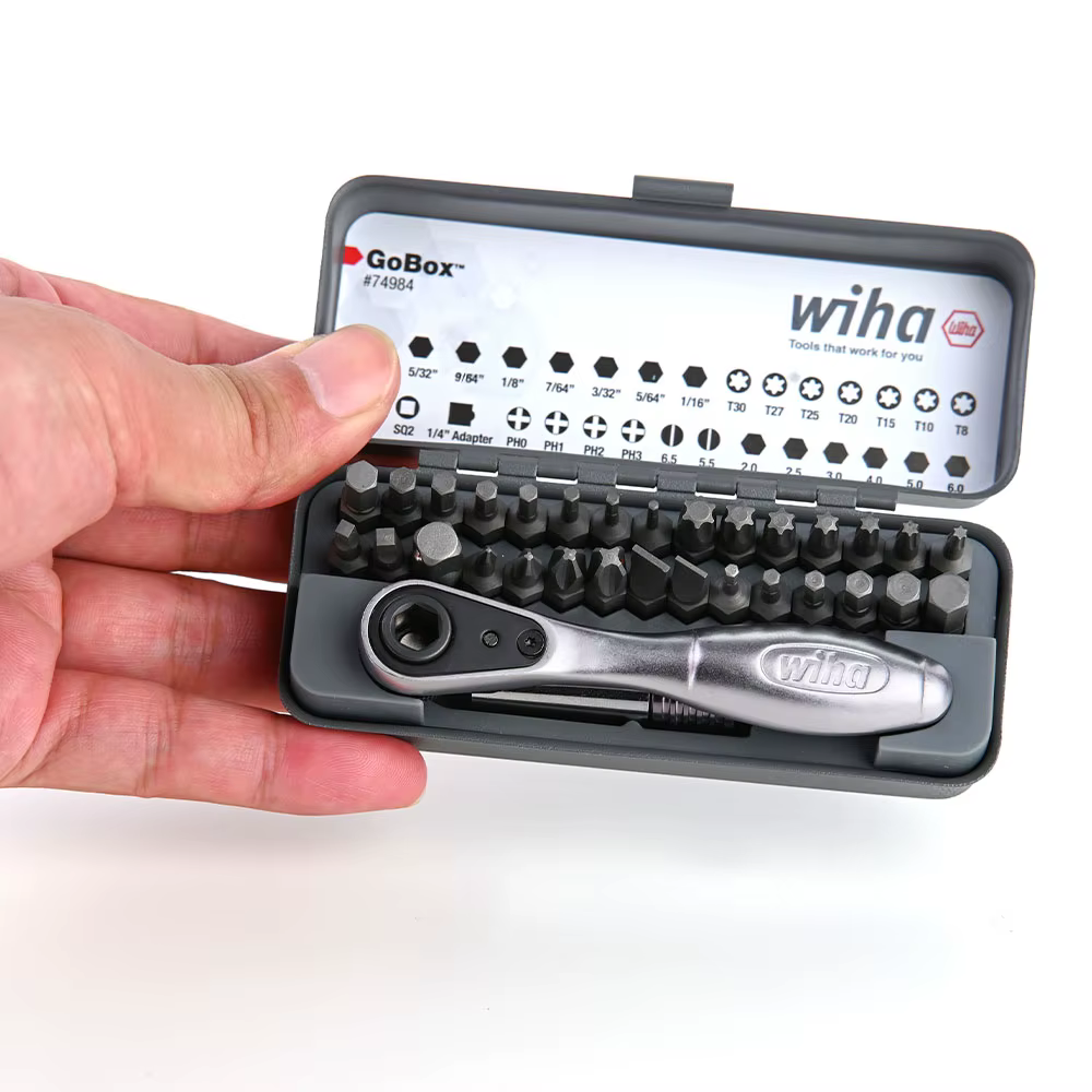 Wiha 32 pièces GoBox, jeu de clés à cliquet multifonctionnelles miniatures