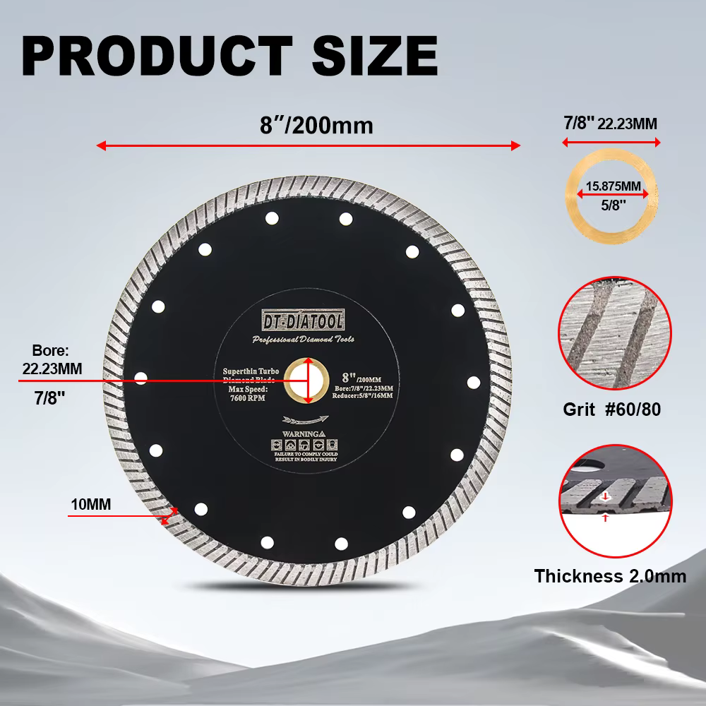 DIATOOL diamant disque de coupe 1pc Dia 180-250mm pour carrelage porcelaine marbre céramique pierre meuleuse d'angle