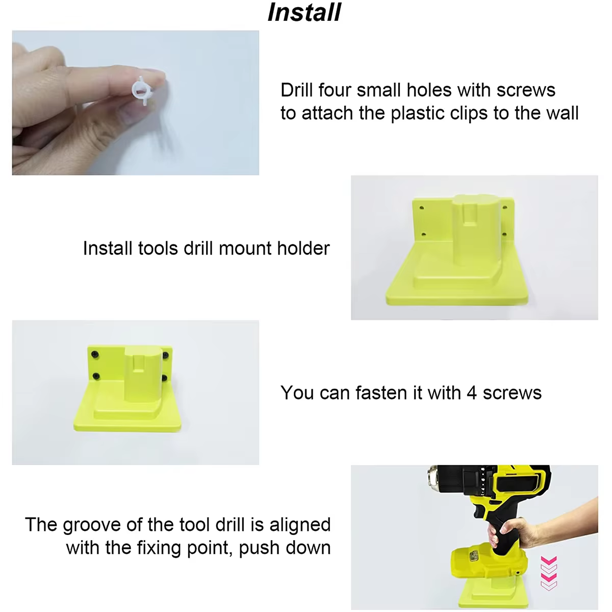 5 pièces porte-outil support de quai pour Ryobi 18V perceuse porte-outils cintre outils électriques accessoires de