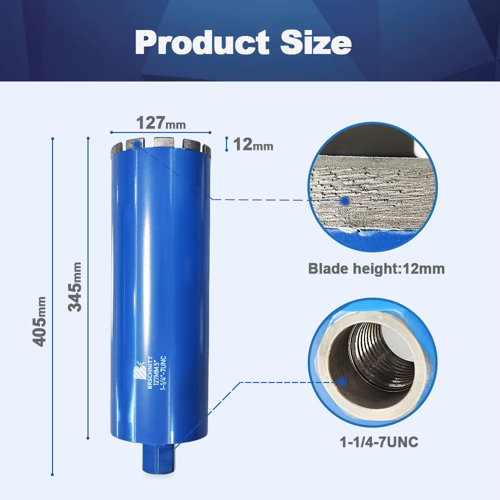 BRSCHNITT foret à eau d'ingénierie diamant 1 pièce Dia 25-127mm soudé au Laser pour murs de briques dures en béton renforcé