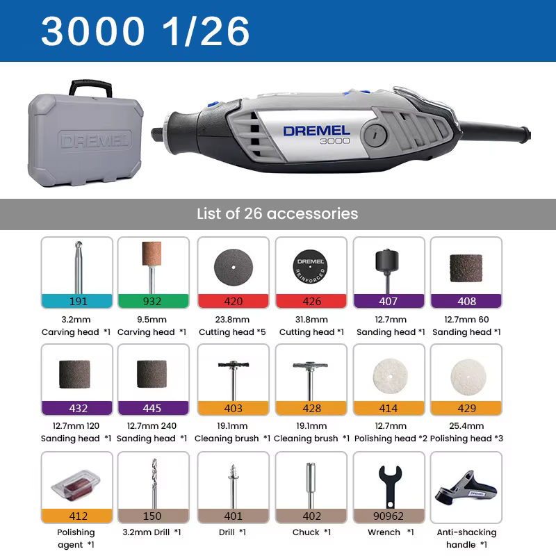 Dremel-Mini meuleuse électrique 3000 avec kit d'accessoires professionnels