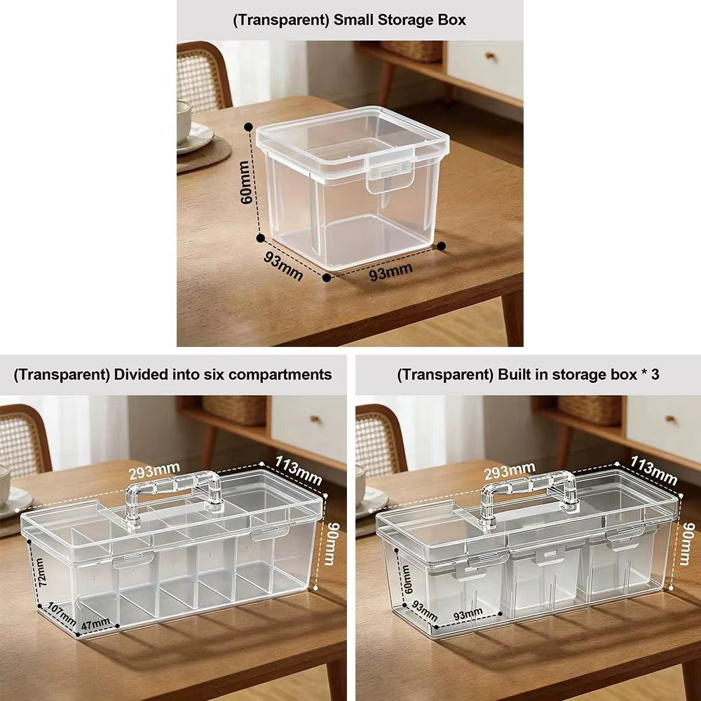Boîte de rangement d'outils en plastique transparente