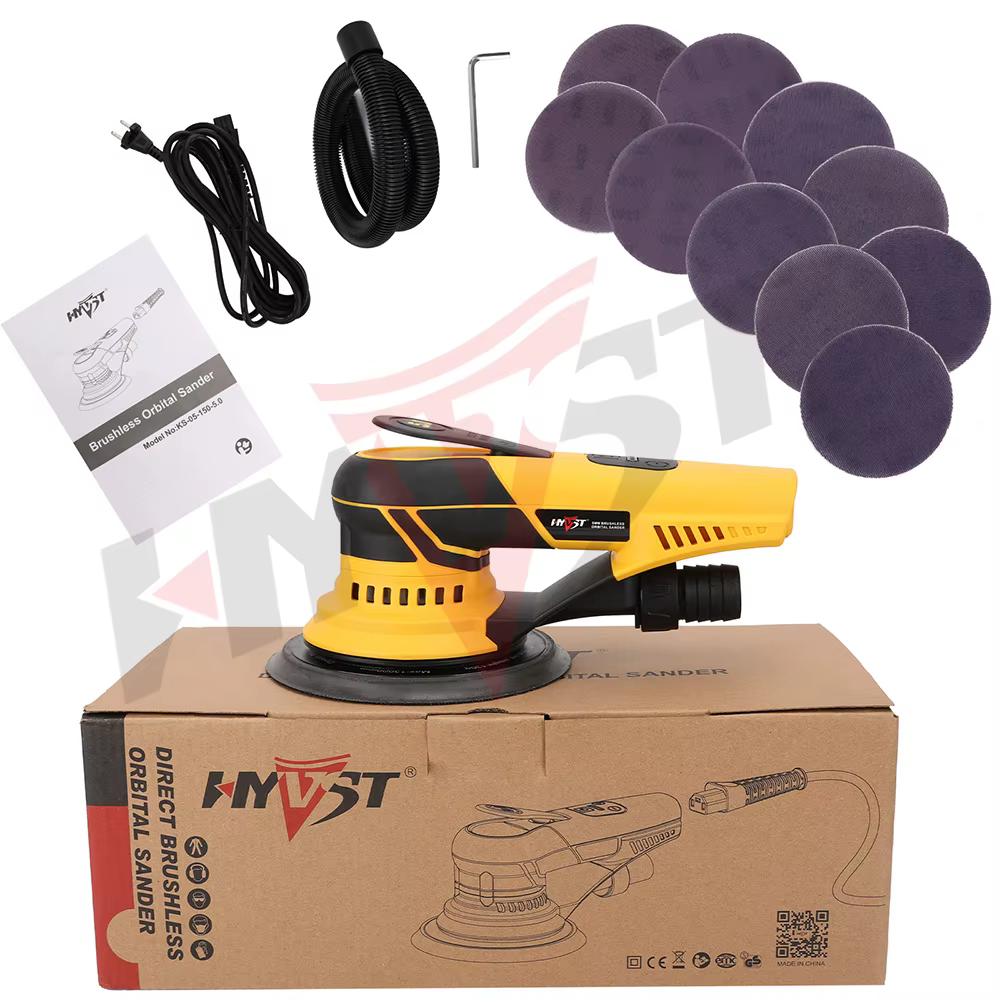 HYVST KS-05-150-2.5/5.0mm 6 pouces ponceuse orbitale aléatoire sans brosse 220V travail du bois coin mur voiture rectifieuse fils enfichables