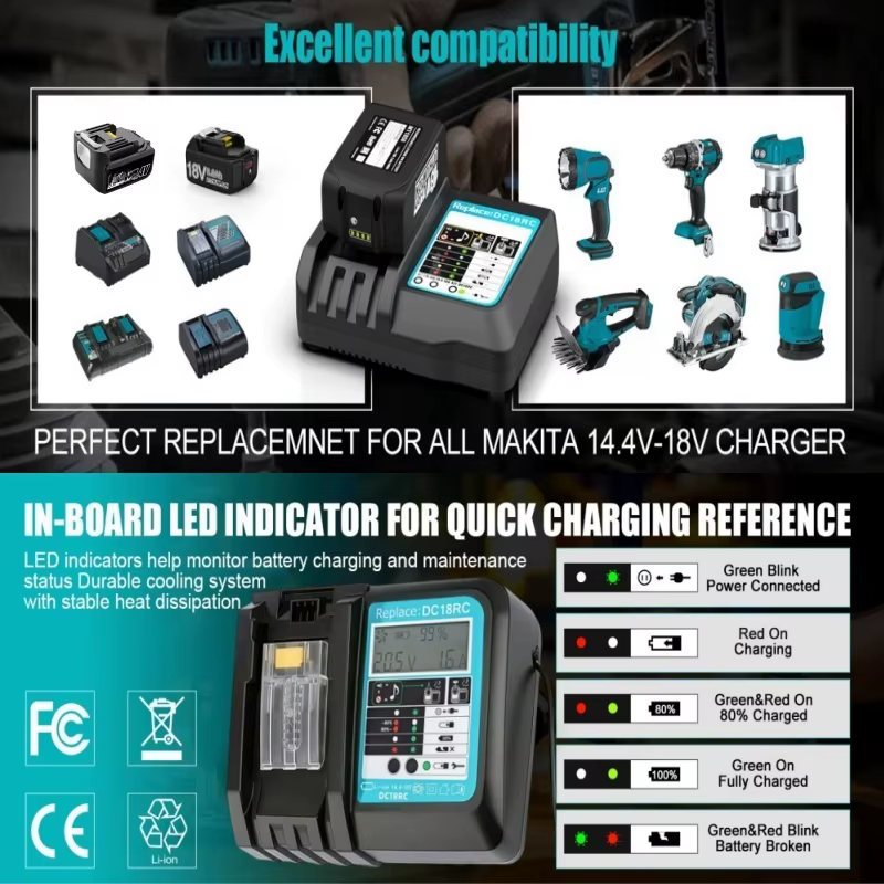 DC18RC pour Makita 18V perceuse chargeur de batterie 3A Li-ion
