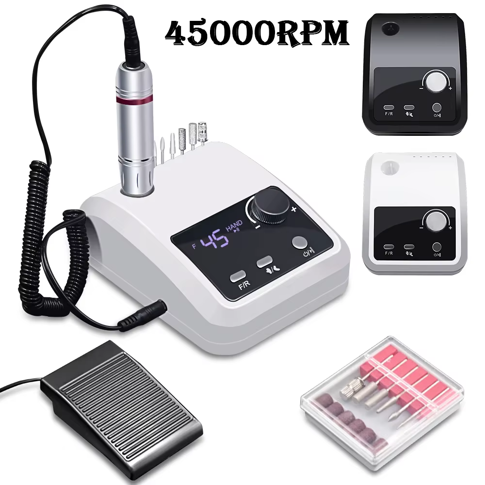 Perceuse à ongles électrique 45000 tr/min, lime électrique, affichage HD, stylo de manucure en métal, ponceuse professionnelle pour tour à ongles