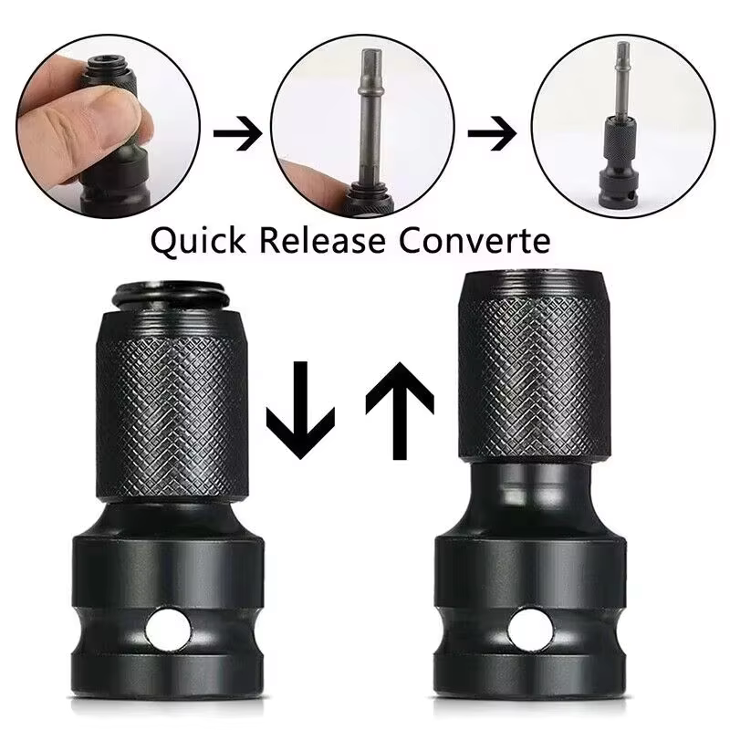 Adaptateur de mandrin de perceuse, adaptateur de douille hexagonale, entraînement 1/2" vers embouts de perçage à percussion 1/4", adaptateur de charge rapide pour outils électriques