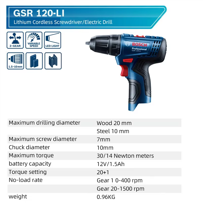 Perceuse-visseuse sans fil Bosch GSR 120-LI 12V