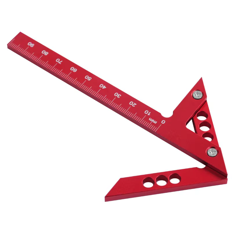Règle triangulaire multifonctionnelle pour le travail du bois, règle carrée en alliage d'aluminium, 7 pouces, métrique et impérial, équerre à angle de 90 degrés, outil manuel