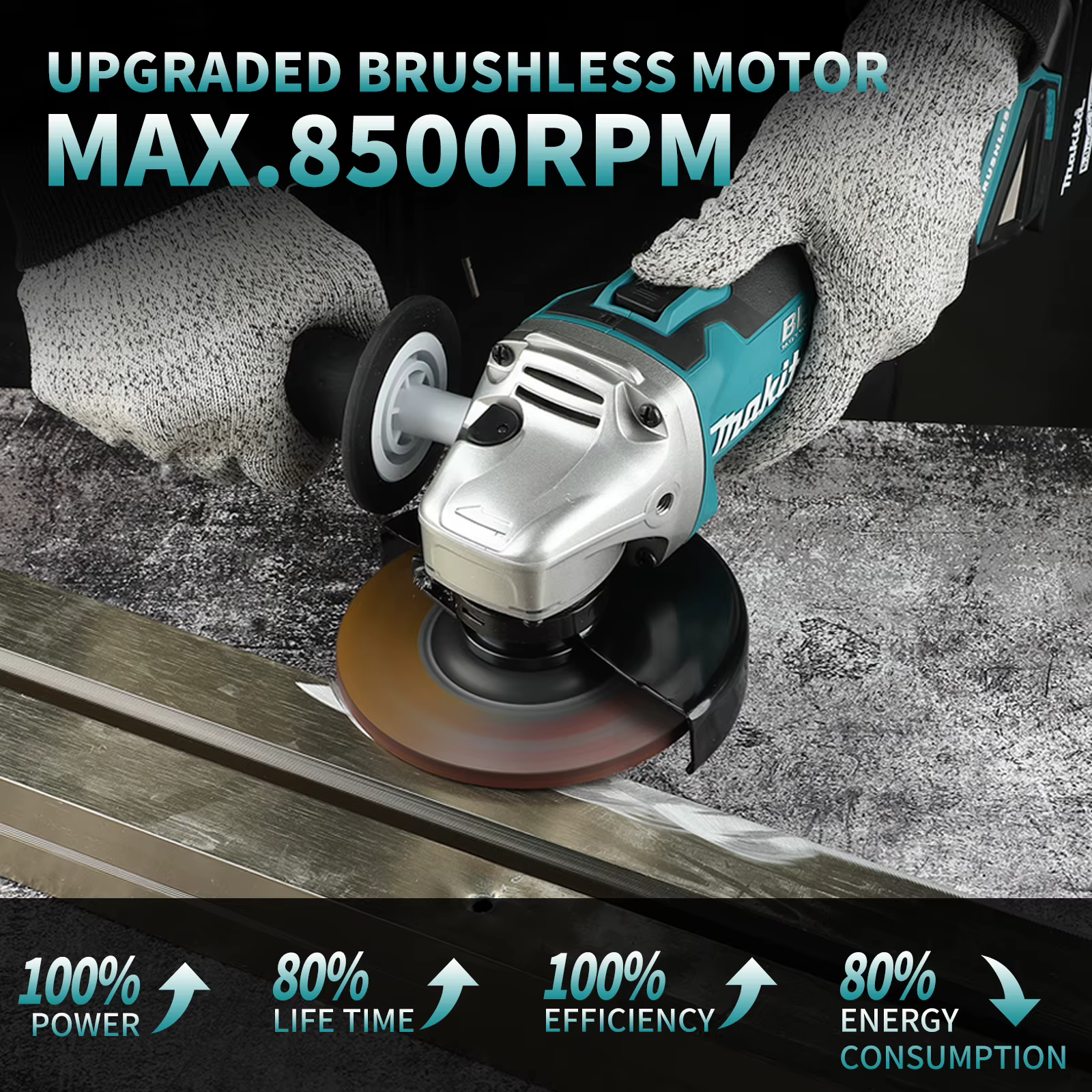 Outil de découpe et de meulage multifonctionnel rechargeable sans balais Makita DGA504 18V 6.0Ah 125mm