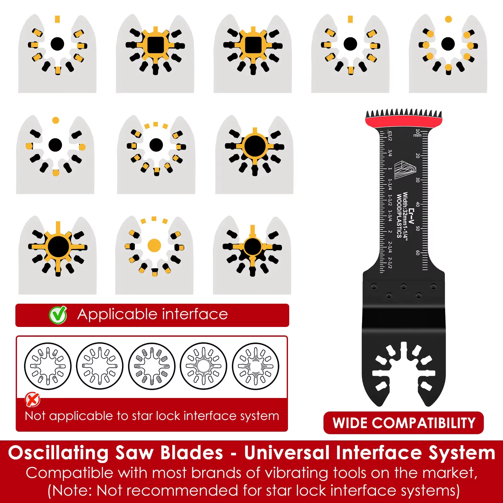 Ensemble de 5 lames de scie oscillante professionnelles universelles pour outils multifonctions