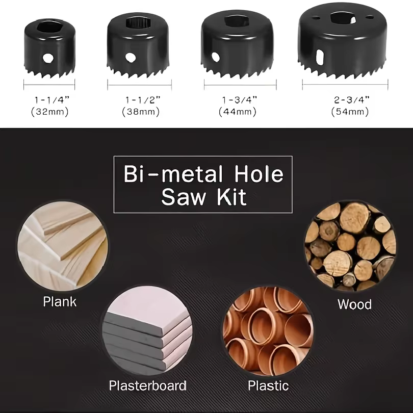 Kit de 6 scies cloches en acier au carbone durable pour perceuse électrique
