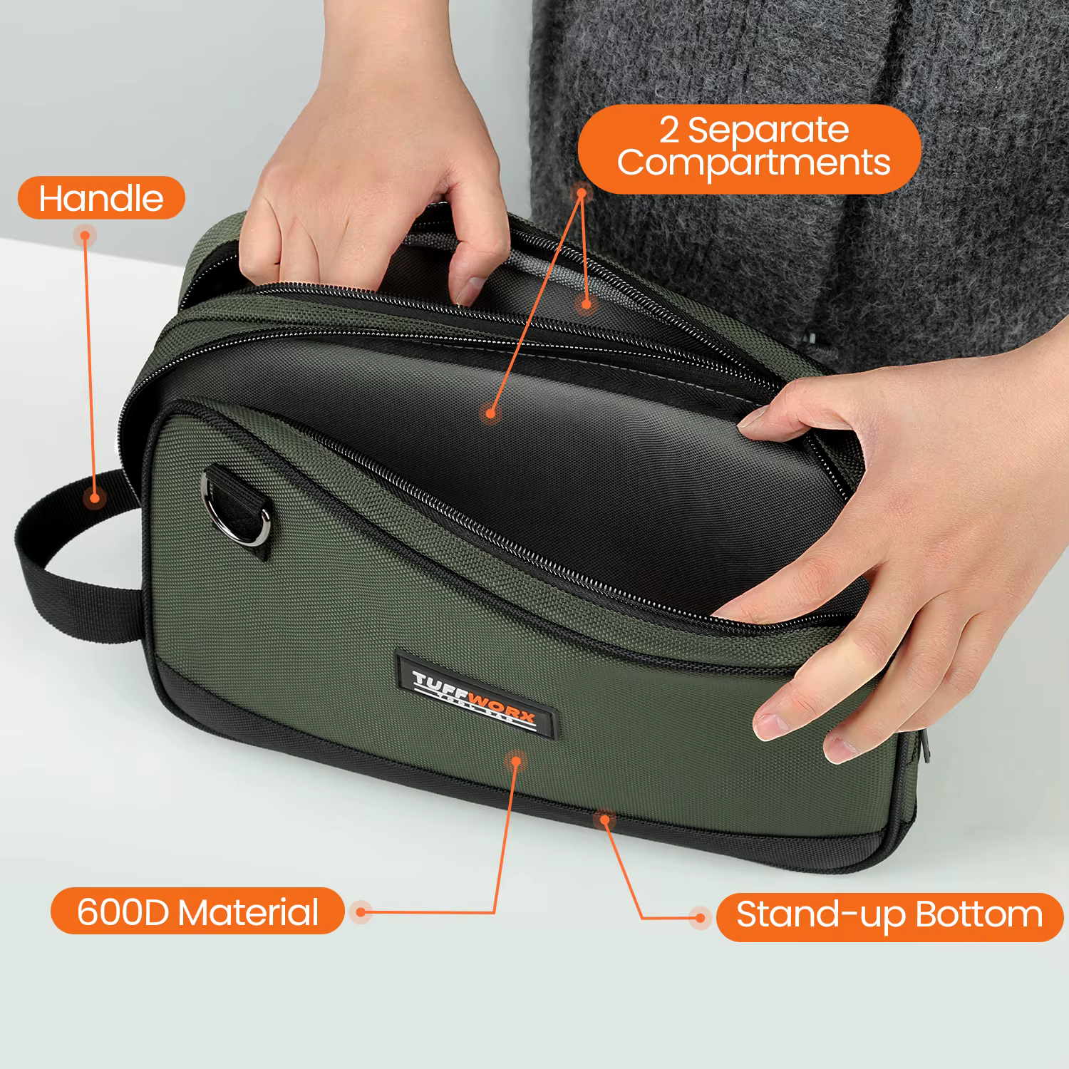 Sac à outils, pochette de rangement à double compartiment, gris et noir