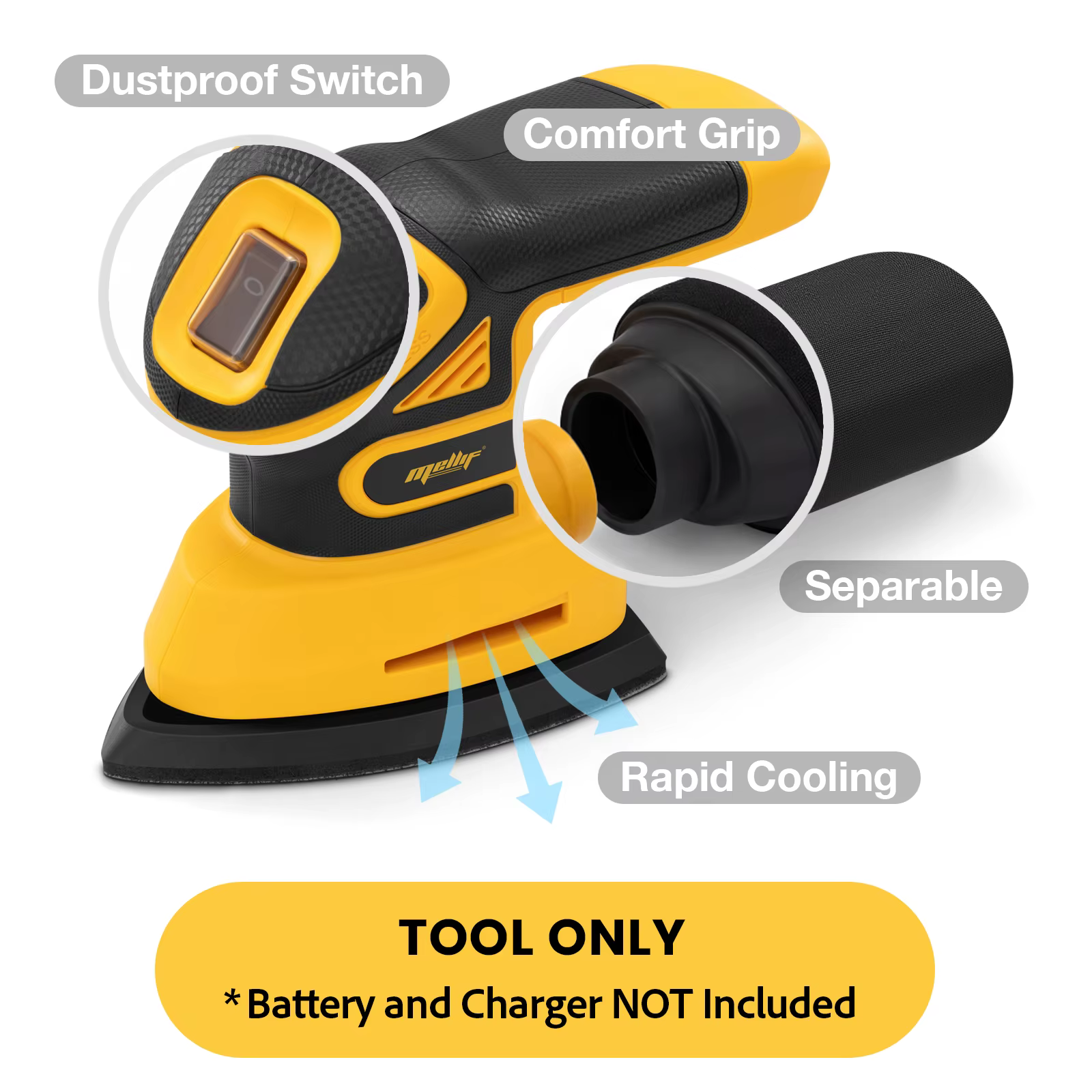 Ponceuse de précision sans fil sans balais compatible avec la batterie Dewalt 20V MAX (OUTIL UNIQUE) 12 000 OPM