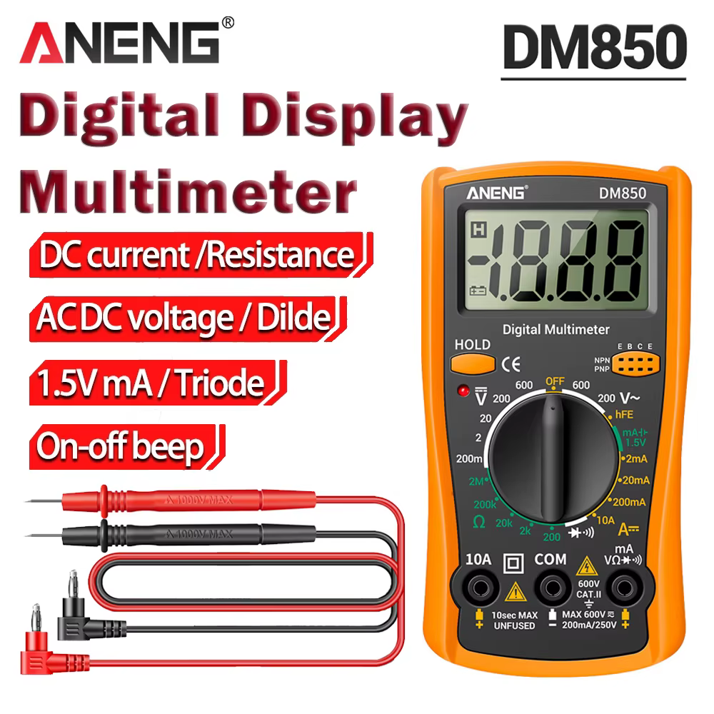 Multimètre professionnel ANENG DM850 compteur de tension AC/DC courant continu rétention de données Ohm outils de test