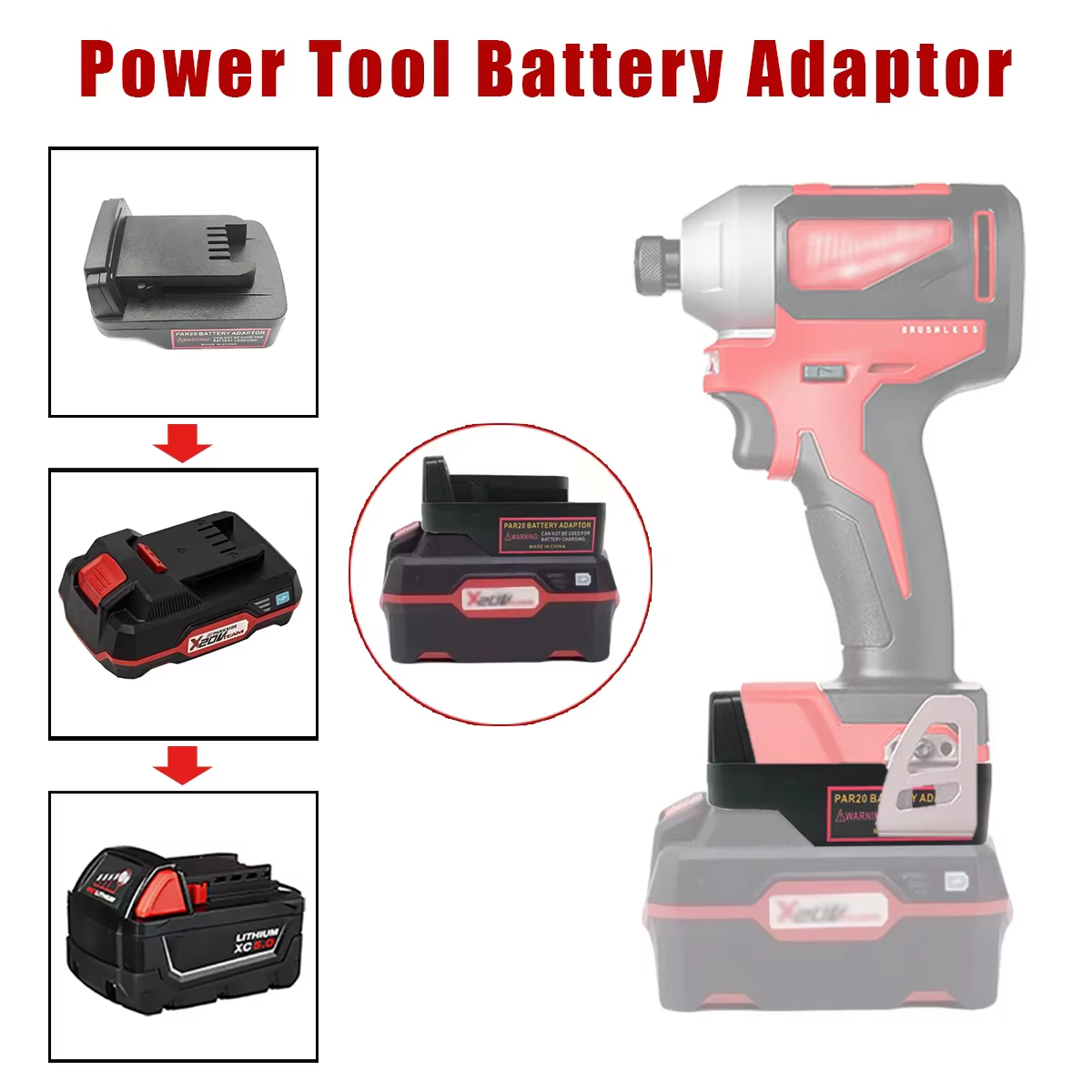 Pour Parkside 20V Batteries au Lithium adaptateur de batterie convertisseur Compatible avec pour Milwaukee 18V