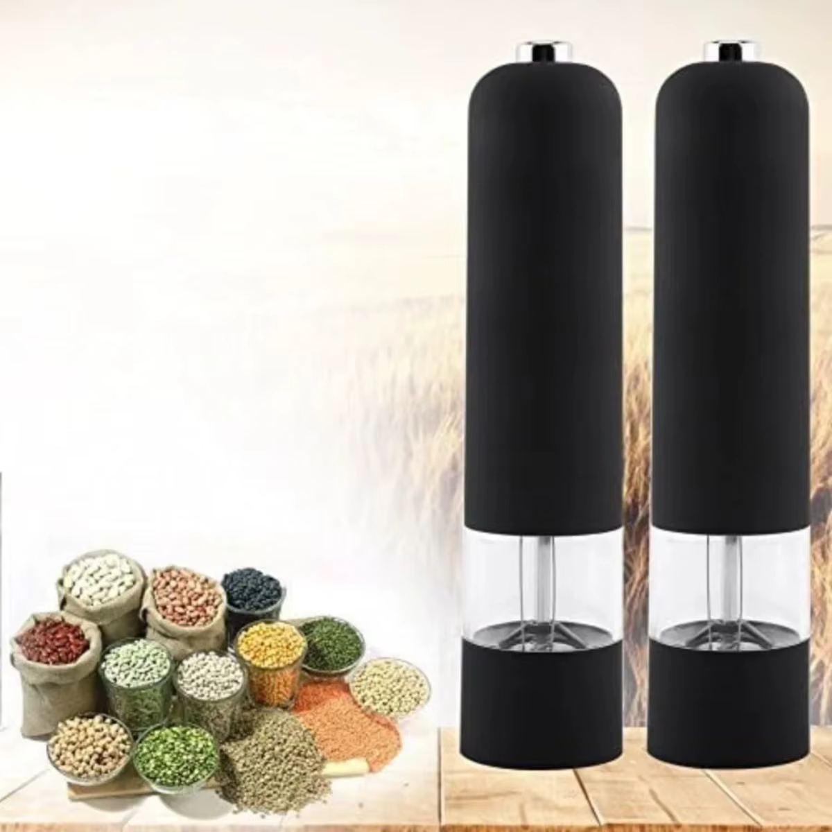 Moulin à sel et à poivre électrique, alimenté par batterie, fonctionnement automatique à une main avec grossièreté légère et réglable