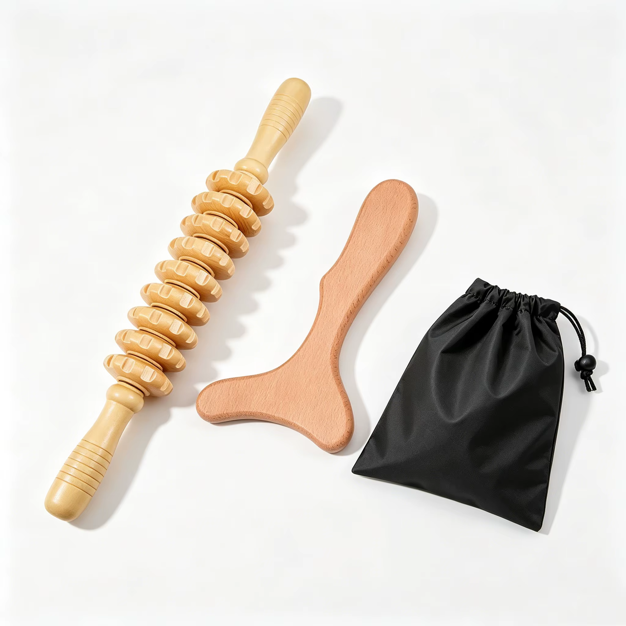 Kit complet de madérothérapie en bois pour massage réducteur, outils de madérothérapie colombienne pour le remodelage corporel