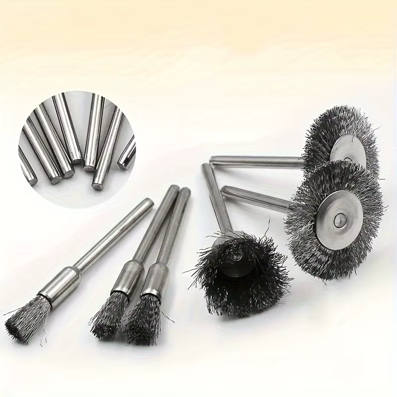 Lot de 9 mini-brosses métalliques pour perceuse