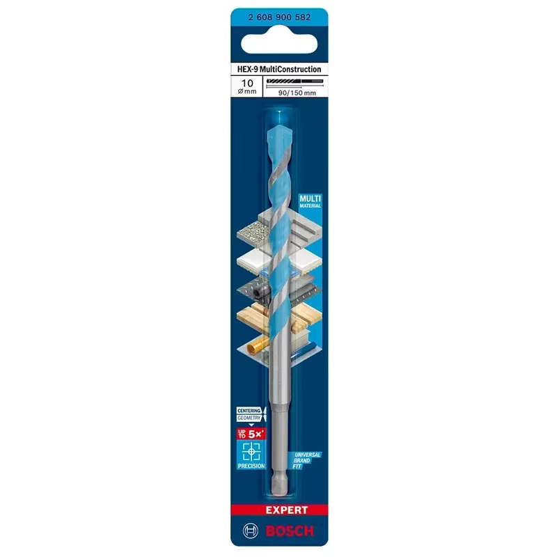 Foret à tige hexagonale Bosch Expert, pointe en carbure renforcée pour matériaux mixtes, compatible avec les perceuses à percussion et les marteaux rotatifs