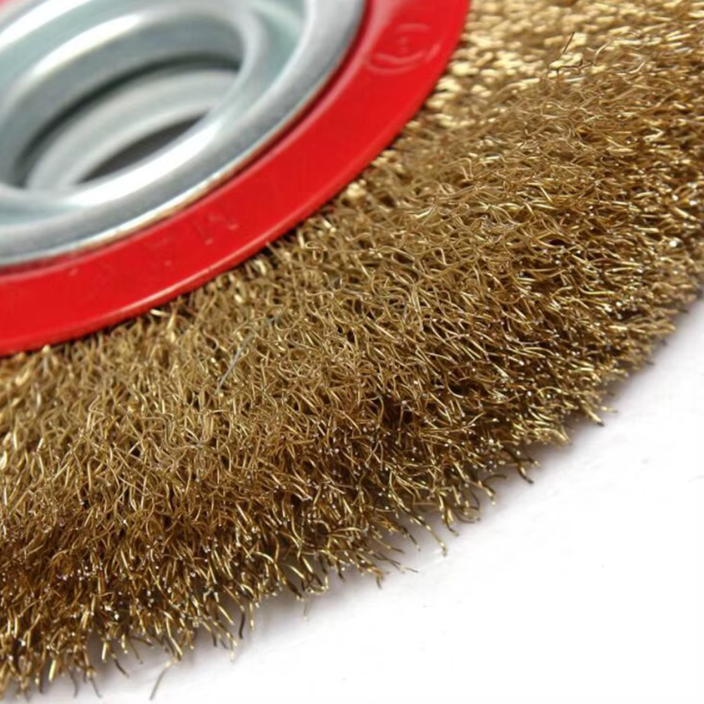 Brosse à roue métallique de 6 pouces en acier inoxydable, pour meuleuse d'établi, polissage, ébavurage, élimination de la rouille et de la peinture, roue de brosse métallique pour perceuse
