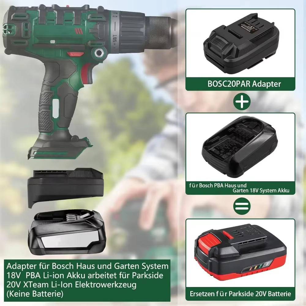 Pour Bosch 18V batterie fonctionne pour adaptateur d'outil Parkside